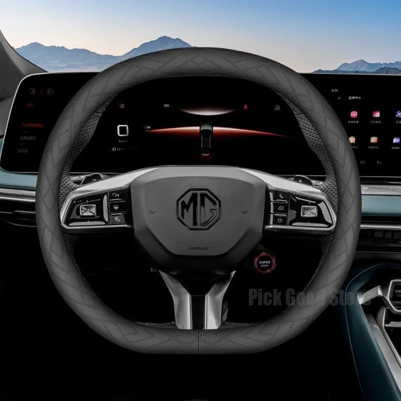 Leather Car Steering Wheel Cover For ALL New MG ZS Hybrid ONE ES5 MG4 EV MG7 Anti Slip Breathable Car Interior Accessories