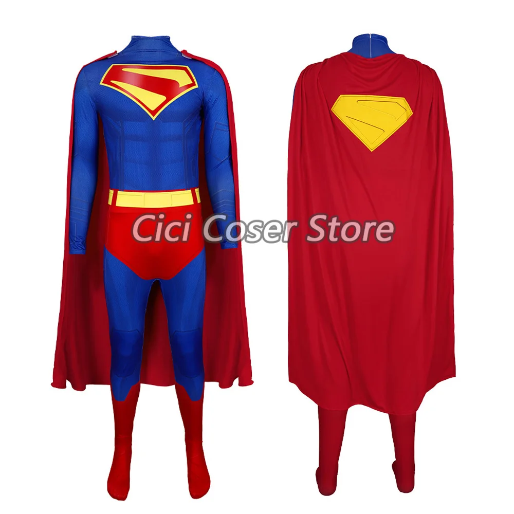 

Костюм Супермена из фильма, Кларк Кент, комбинезоны для косплея, плащ, вечерние костюмы на Хэллоуин, карнавал, сценическая одежда, размер 110-190