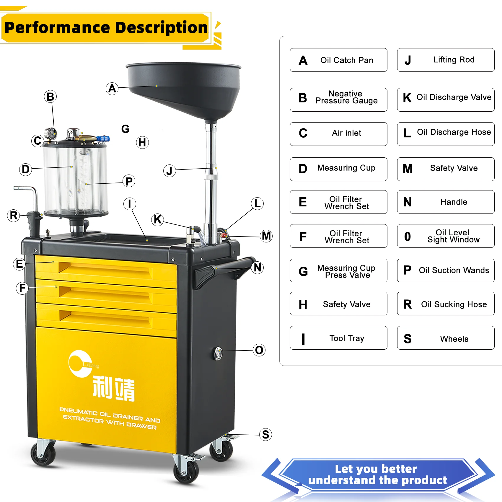 3 In 1 Multi-function Tool Trolley For Car Waste Oil Change Stainless Pneumatic Oil Extractor
