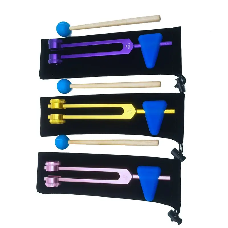 ABME New 136.1 OM136.1 Aluminum Alloy Tuning Fork with Hammers for Healing Chakra, Sound Therapy, Reliever Stress,Gold