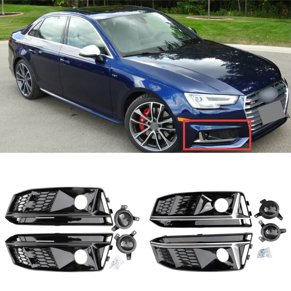 

For Audi S4 2017-2019 car front bumper fog light grille with ACC