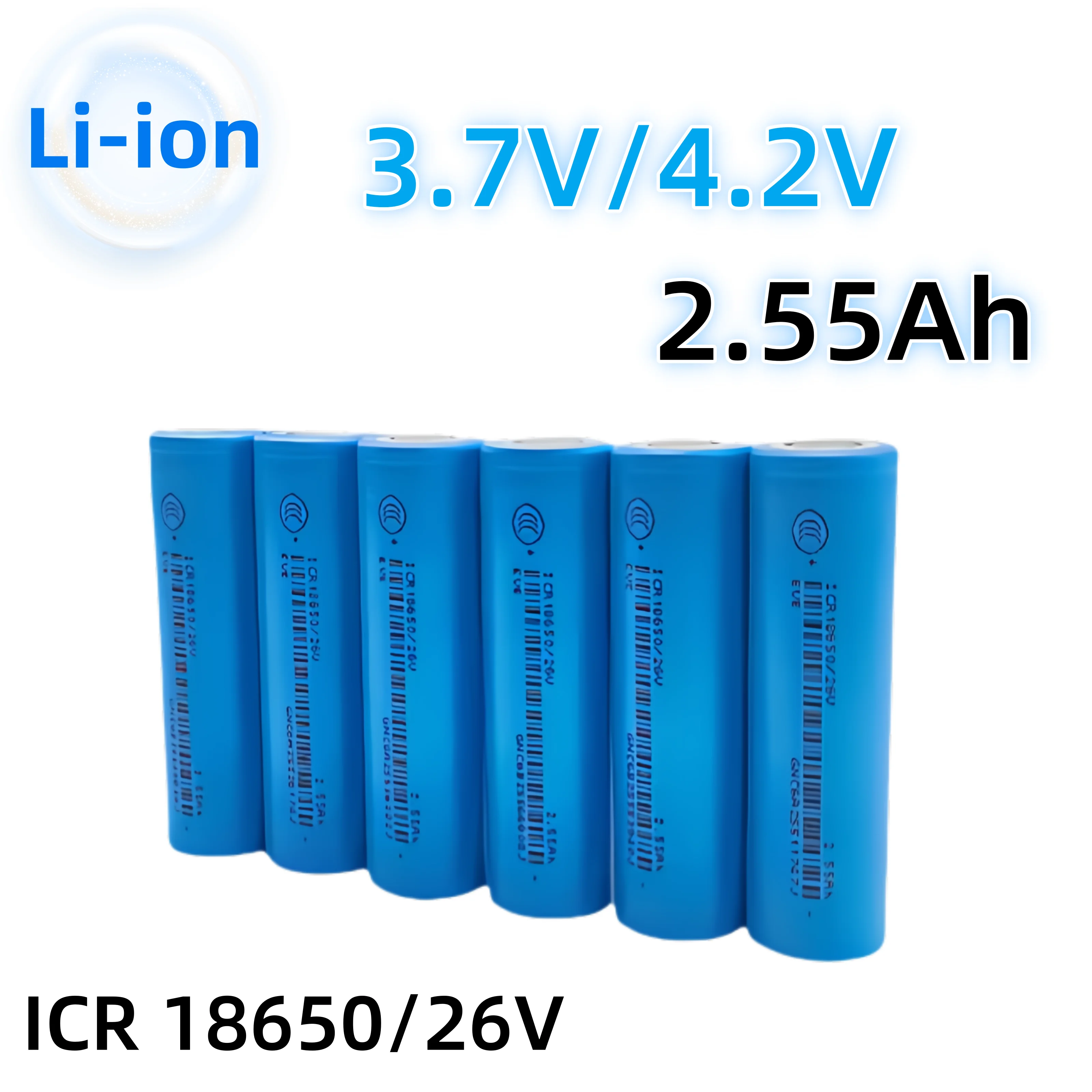 18650 3.7V 2550mAh Lithium-ion ICR18650-26V Battery Suitable for Replacing Electronic Products Such as Toy Flashlights