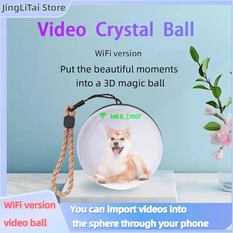 7cm 3DWiFi upgraded version crystal ball DIY video playback display electronic ball, suitable for displayfamily and friend gifts