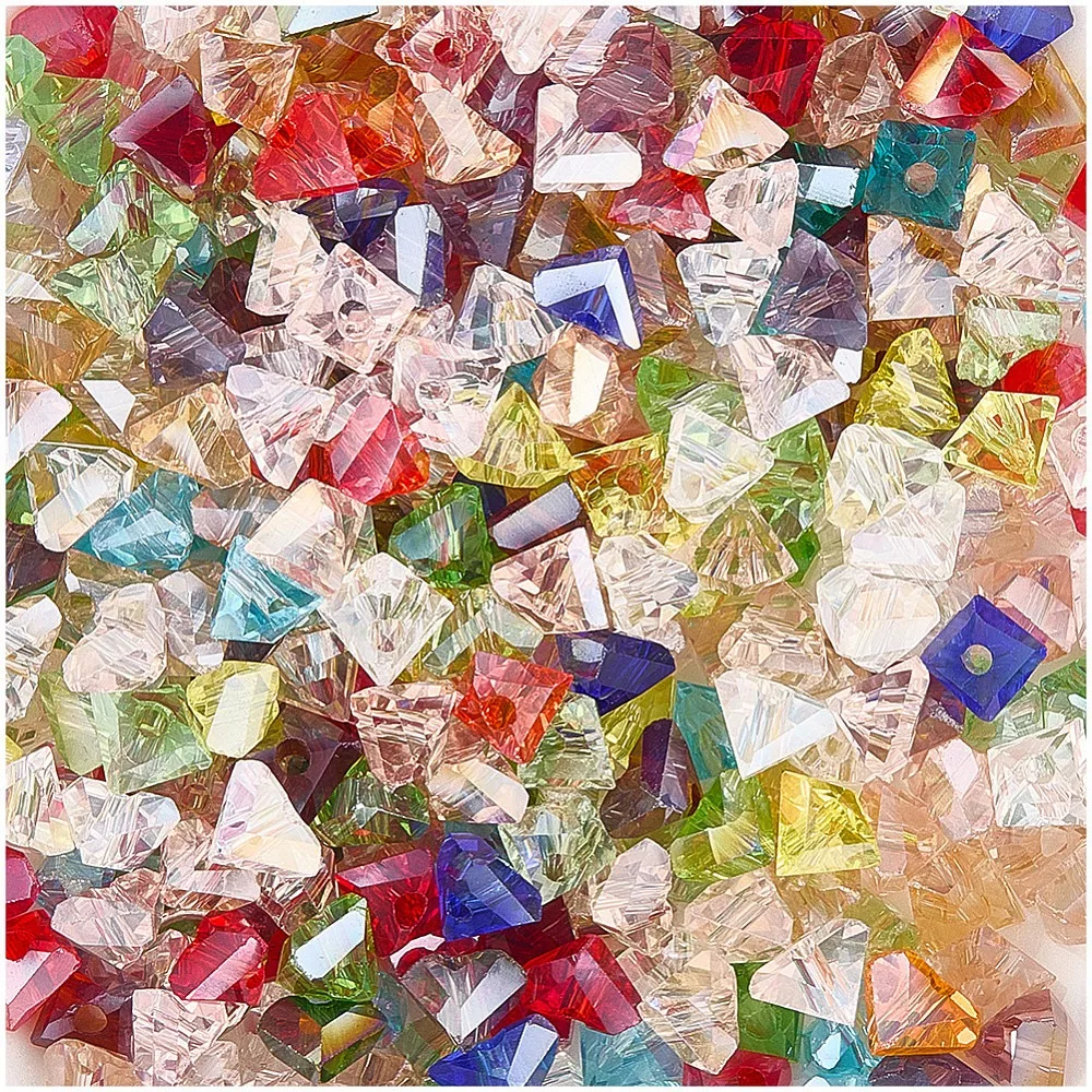 5 Strands Electroplate Glass Beads Strands Triangle Mixed Color 3.5x6x4.5mm Hole: 1mm 100pcs/strand 13.39''(34cm)