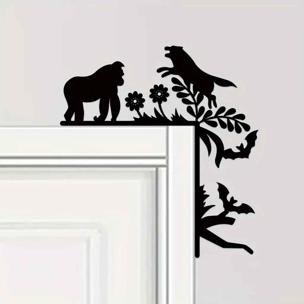 1pc Orangutan Animal Decorative Wall Stickers Door Corner Decoration Door Frame Corner Decoration Iron Art, Wall Decoration