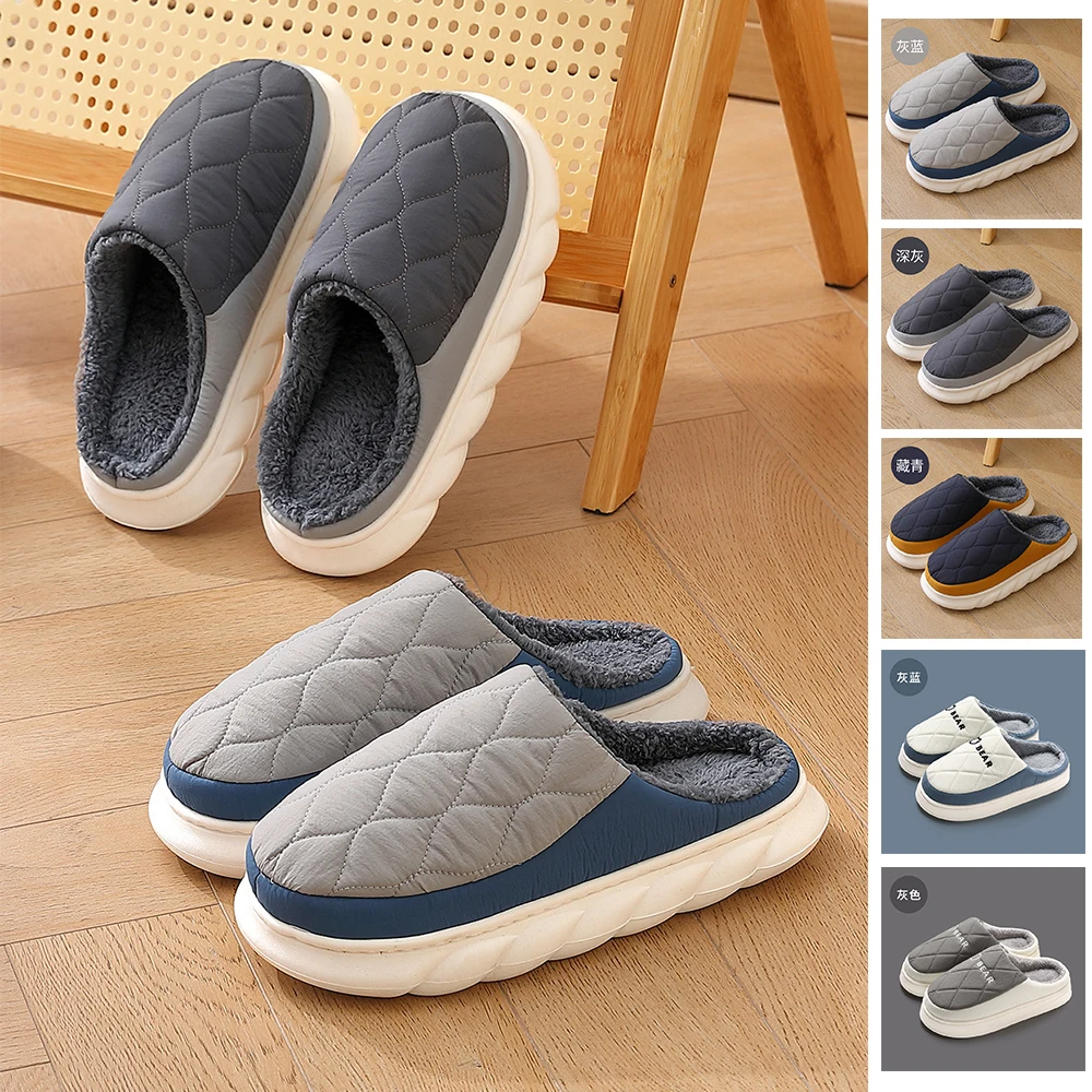 Big Size 48 49 Warm Home Cotton Shoes Men Women Slippers Winter Waterproof Home Non Slip Flats Slide Fluffy Soft Sole Furry Shoe