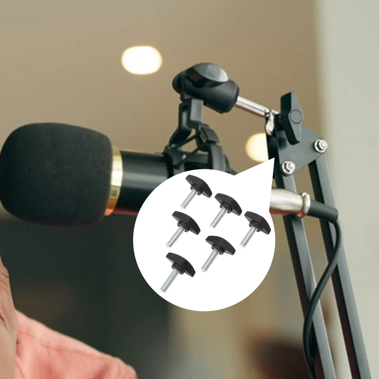 

10pcs Microphone Stand Screws Clamp Clip Durable PP Stainless Steel M8x25 36 Head Mic Holder Recording Accessories