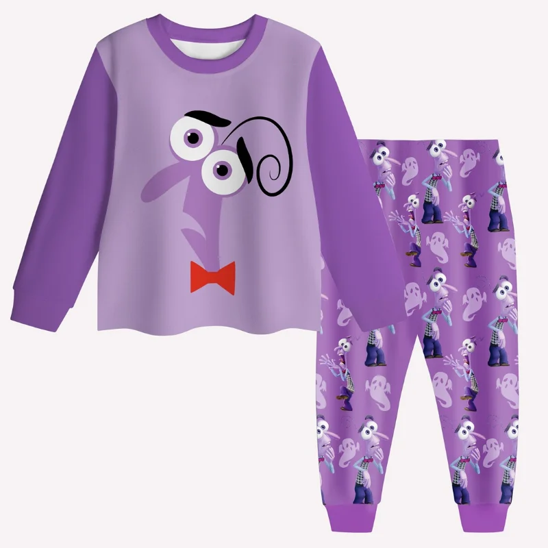 Disney-Inside Out 2 Pijamas de Manga Comprida Infantil, Anime Figure, Alegria, Ansiedade, Raiva, Medo do Toldo, Pijamas Kawaii, Kids Gift, 2 peças