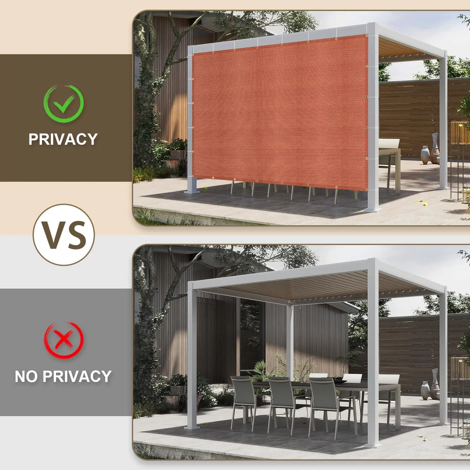 Outdoor Patio Sun Shade Cloth, Terra Red, 95% UV Protection, Custom Size 14x19 FT with Grommets