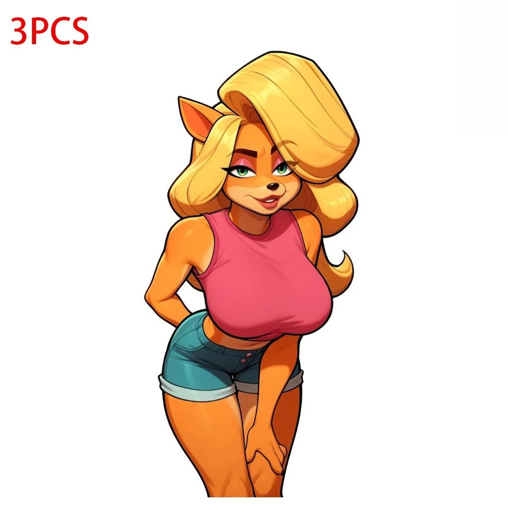 3Pcs Tona Opossum Anime Girl Vinyl Sticker 3 Inch, Weatherproof Decal for Car Motorcycle Helmet