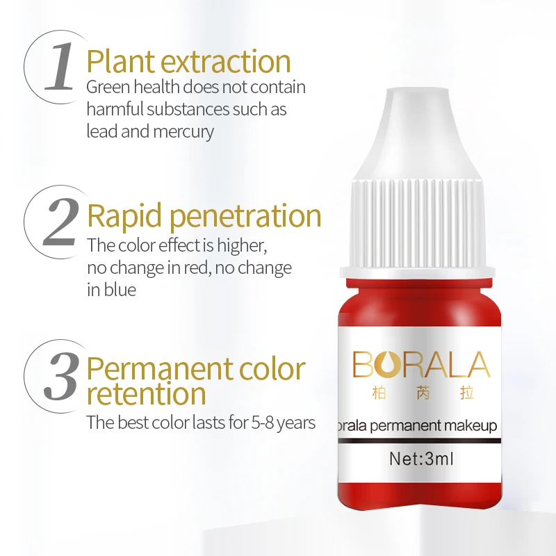 بورالا-أصباغ ماكياج طويلة الأمد ، أحبار ميكروبلادينج ، 3 عينات الحجم ، 6 ألوان ، شفاه ، حواجب ، وشم