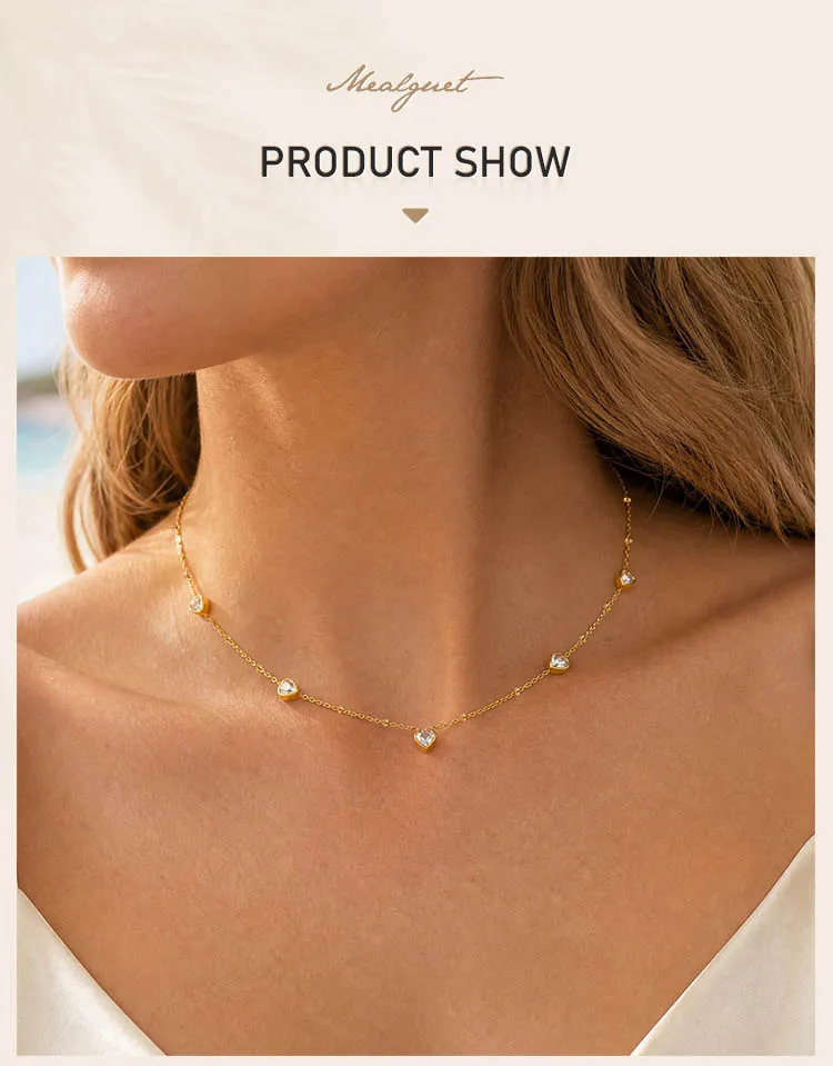 Herzanhänger-Halskette, goldfarbene Edelstahlkette, solide und weiße Muschel-Designs für Boutique-Kapselbestand – Detail 6