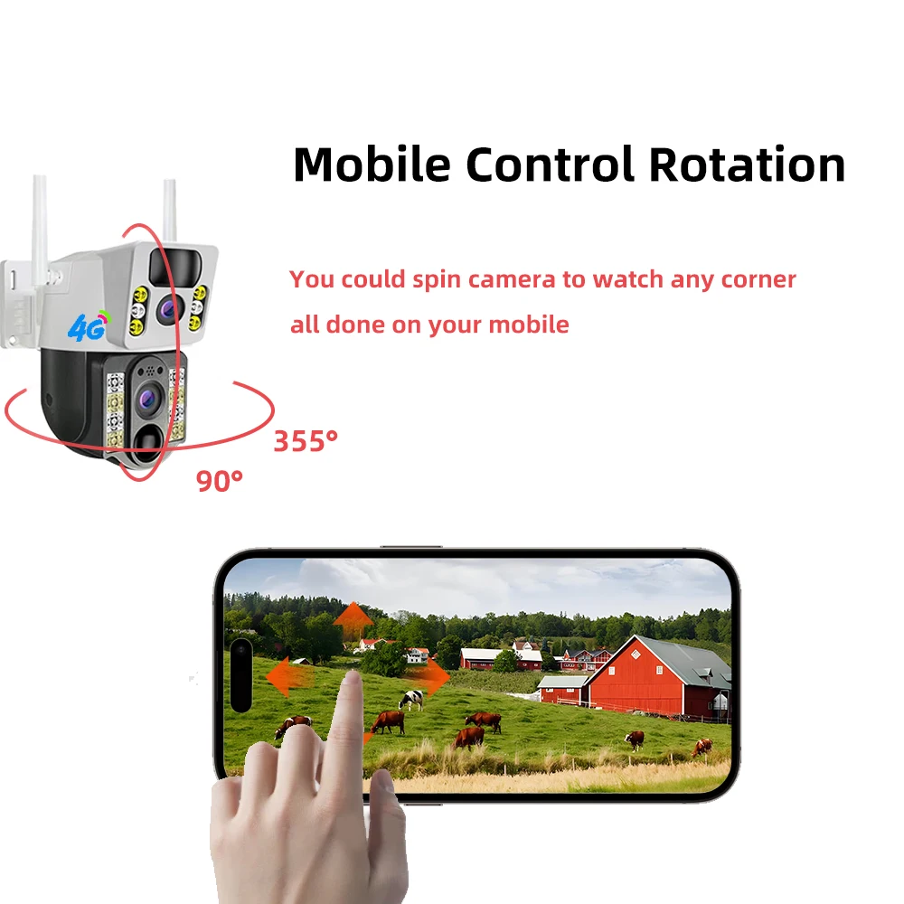 Solar Powered CCTV Camera 4G LTE 1080P Night Vision 50M Detection 2-Way Audio V380 PRO