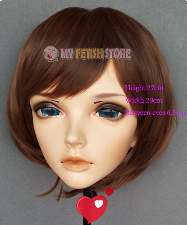 (GL328) Vrouwelijke Zoete Meisje Hars Half Hoofd Kigurumi BJD Ogen Crossdress Cosplay Japanse Anime Rol Lolita Masker Met Ogen En Pruik