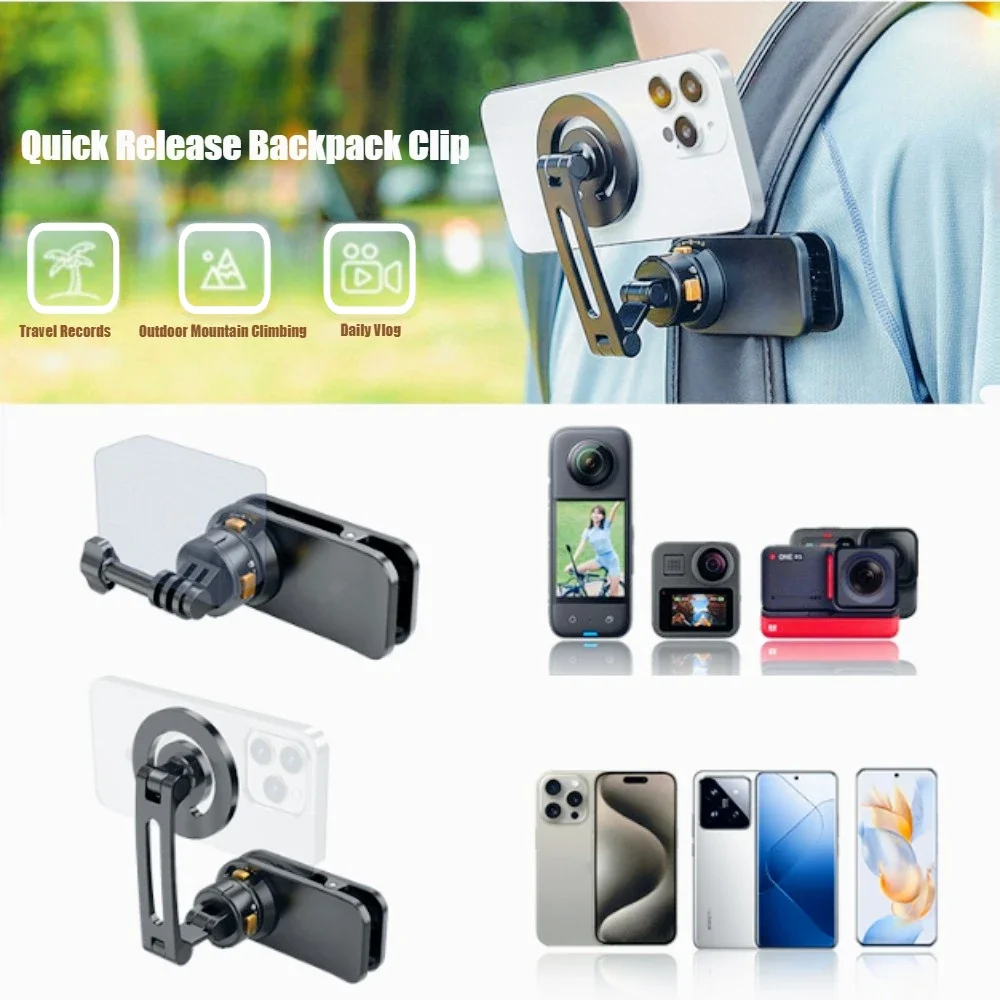 Backpack Clip For GoPro Hero 13 12 11 10 9 8 7 360 Rotary Clip Mount for DJI Osmo Action Xiaoyi Insta360 Action Carema