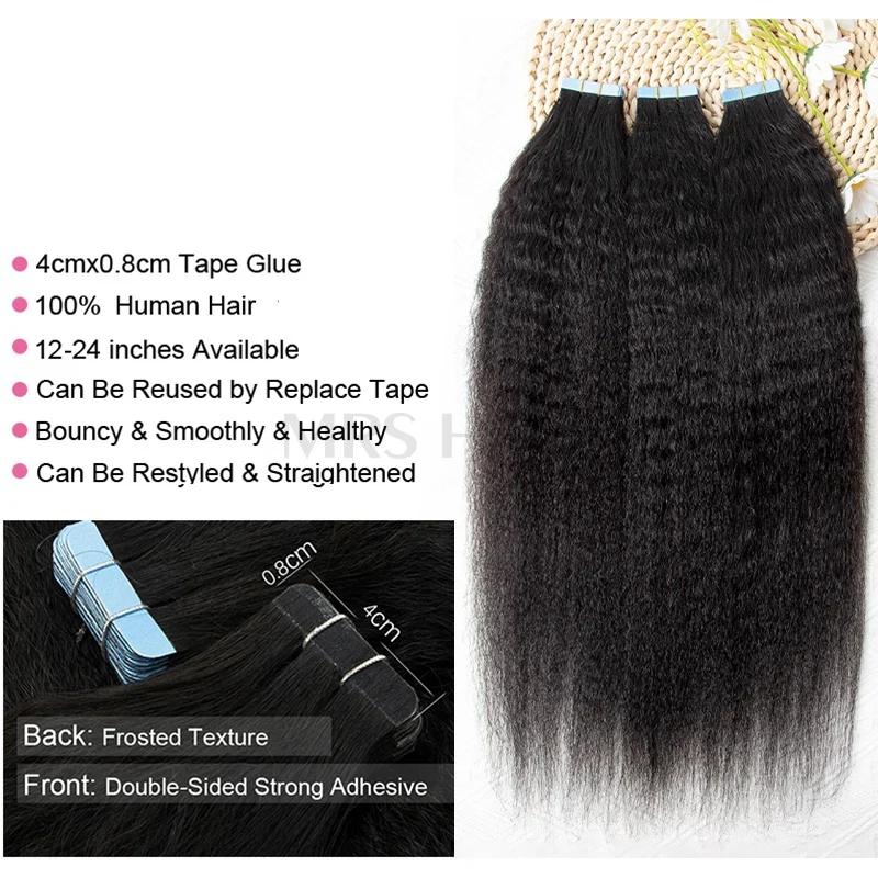 T1B-99j Nastro dritto crespo nei capelli umani Ombre Yaki Estensioni dei capelli Capelli naturali Remy 20 pollici 20 Pz/pacco