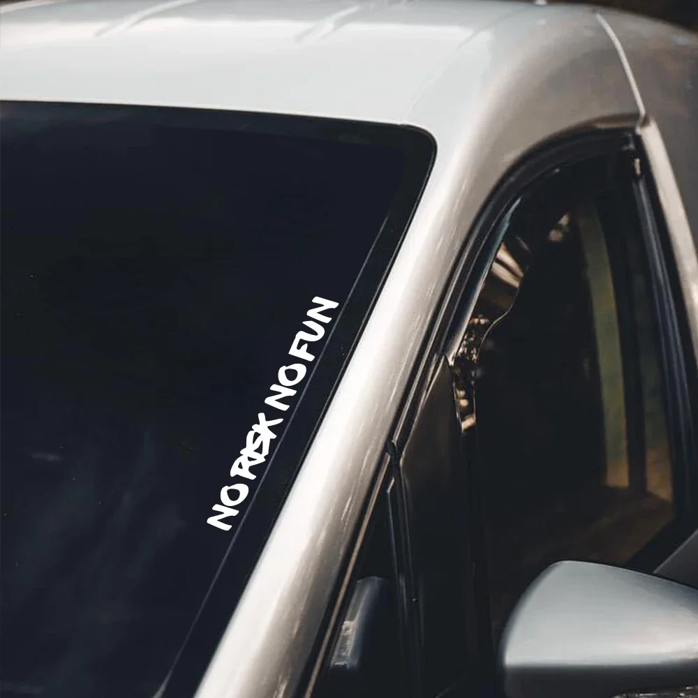 22x2.4cm NO RISK NO FUN Car Sticker Styling Car Body Window Windshield Bumper Motorcycle Decor Vinyl Film Decal Auto Accessories