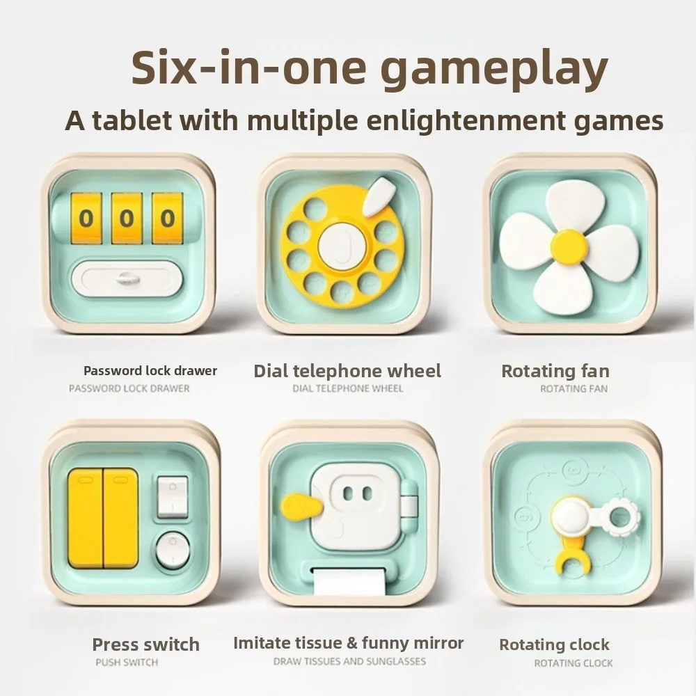 6 in 1 Montessori Educational Toys Interactive Multi-Functional Baby Practice Skills Toy Child-Safe Design Sensory Busy Board