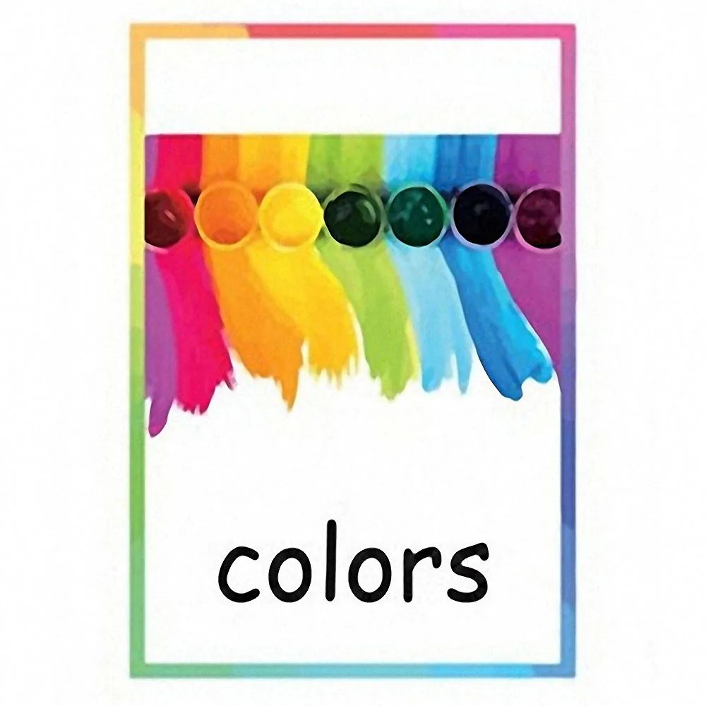 12PCS Kids English Learning Word Cards Color Flash Cards Learning Toys for Children Color Cognition Memory Education Montessori