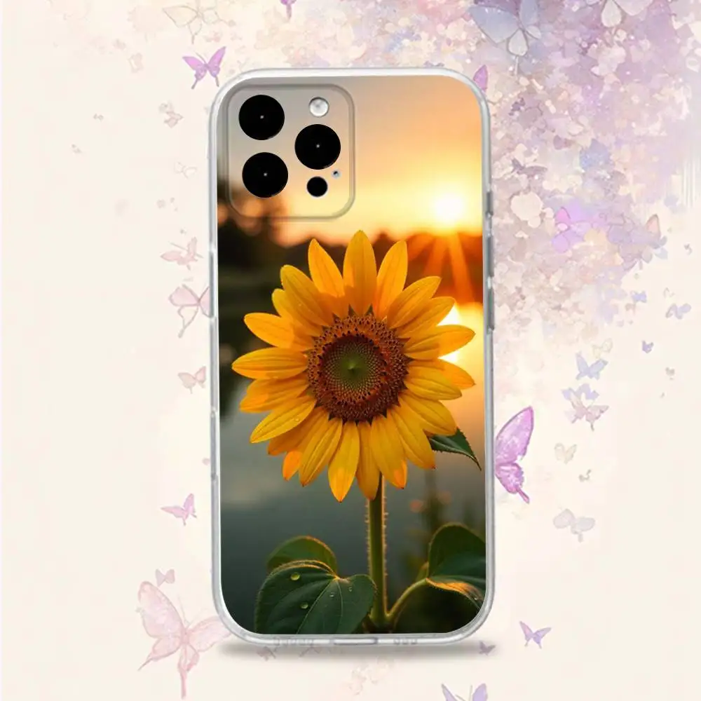 Hermosa funda de teléfono transparente S-Sunflower-es para iPhone 11,15,16,14,13,17,12,Pro,SE4,Plus,E,Max,Air,Mini funda trasera suave