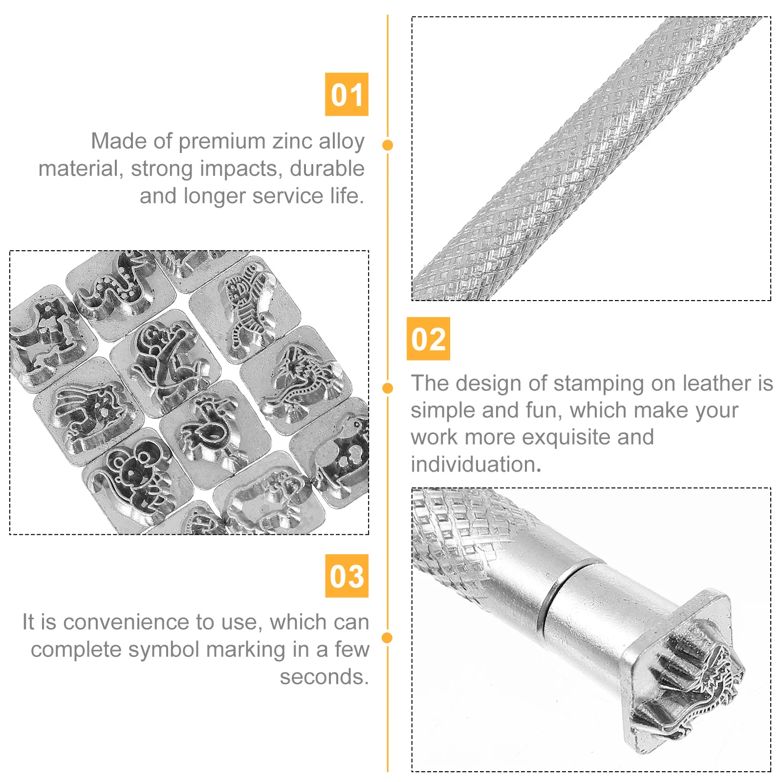

1 set Zodiac Stamping Tool Set Zinc Alloy DIY Craft Punch Chinese Zodiac Pattern Stamps Engraving Tools for Projects