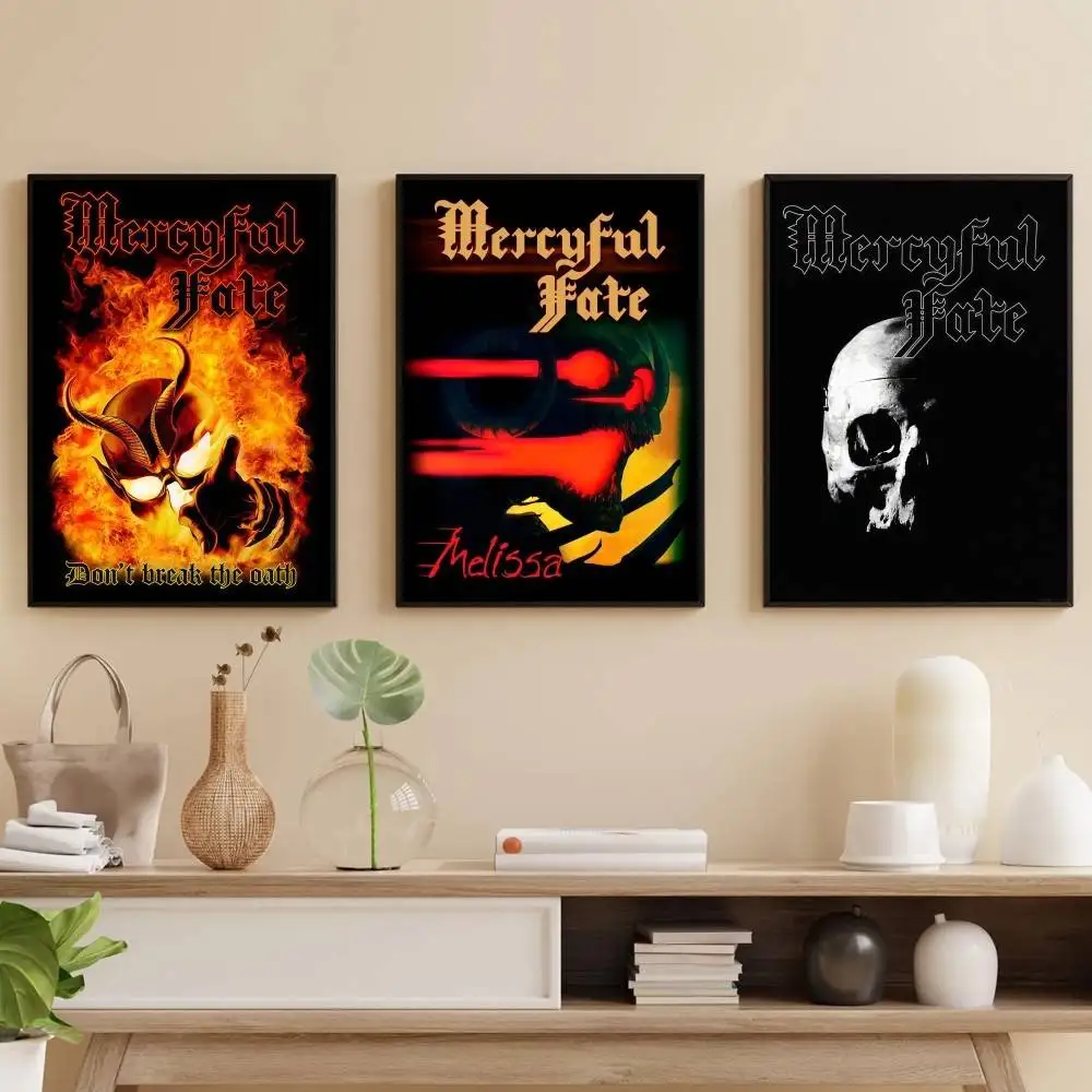 

M-Mercyful Fate Poster Self-adhesive Art Waterproof Paper Sticker Coffee House Bar Room