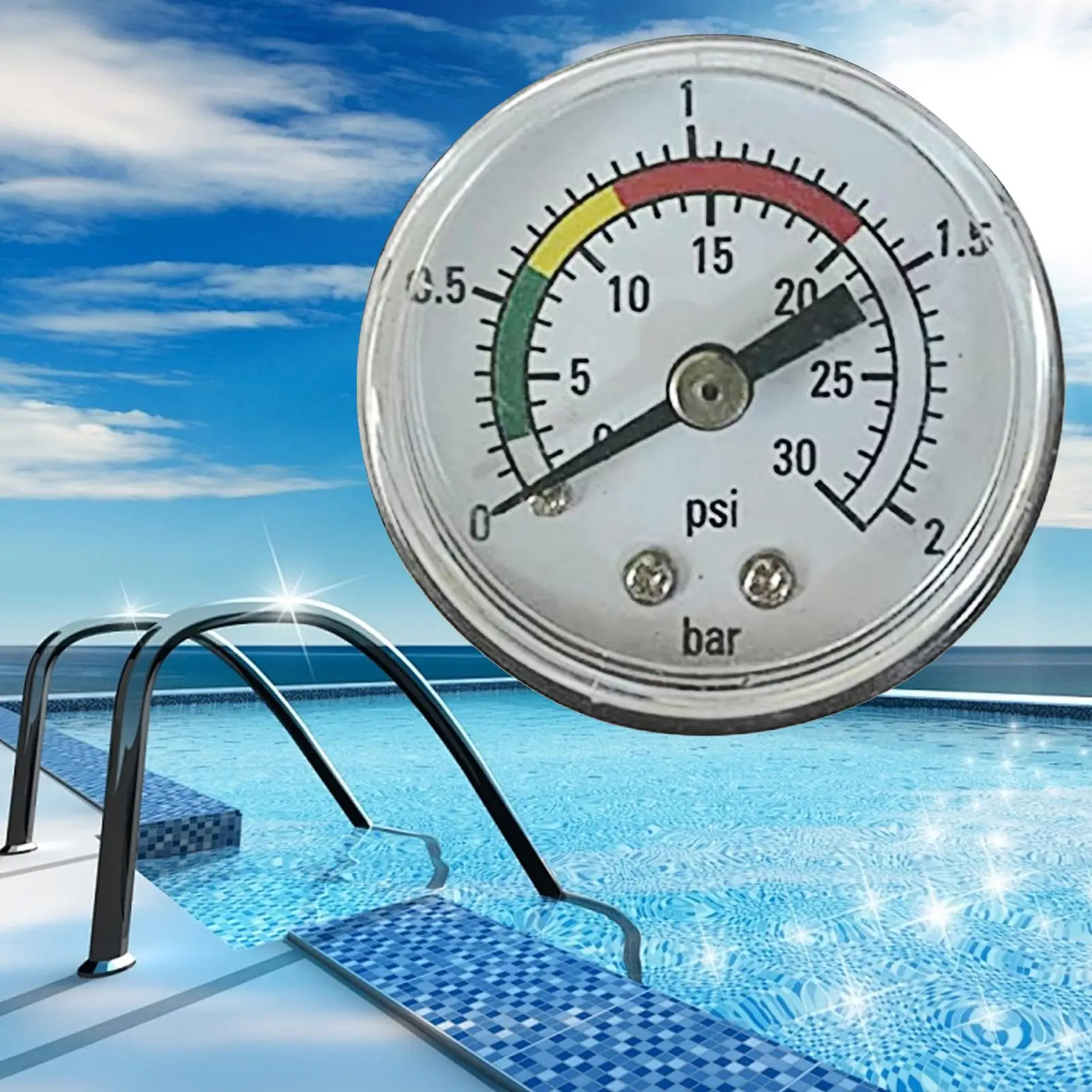 Pool Pressure Gauge High Accurate Sand Filter Pump Pressure Gauge Water Pump Indicator for Outdoor Garden Yard