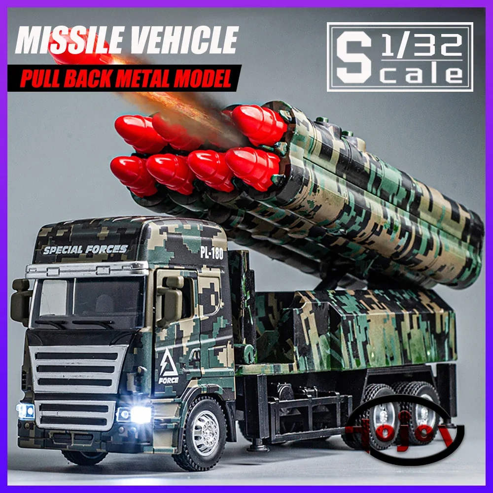 

Metal Cars Toys Scale 1/32 Missile Vehicle Diecast Alloy Car Model for Boys Children Kids Toy Vehicles Sound and Light Pull Back