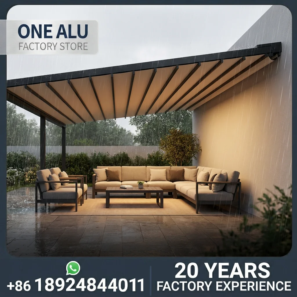 OneAlu Modern Patio Pergola: Motorized Retractable Roof Structure with Durable Aluminum Frame for Outdoor Projects