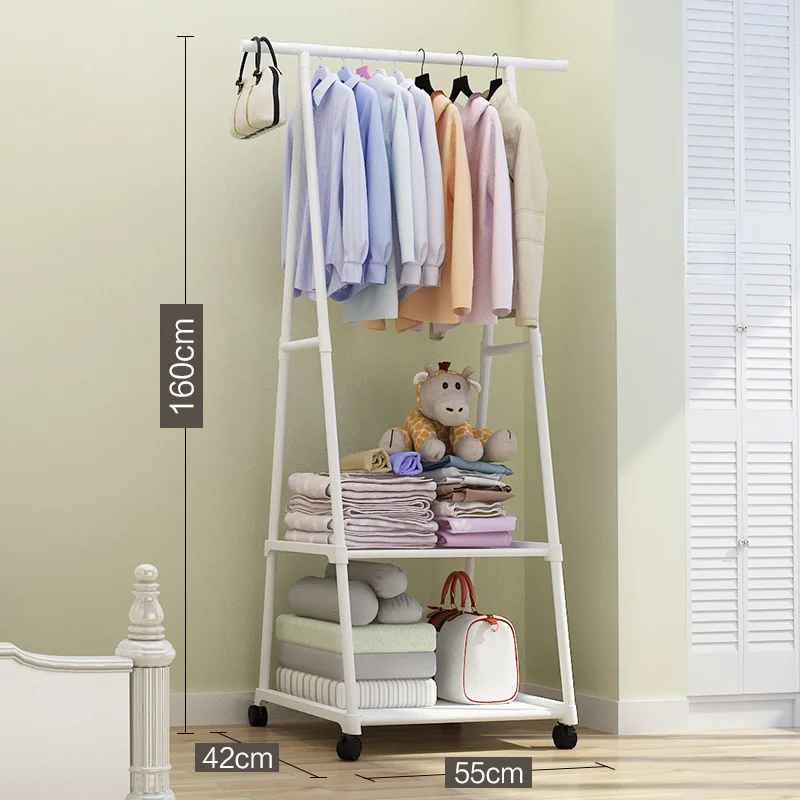 Coat Rack Removable Metal Coat Hanger Stand Floor Clothes Hanger With Wheel Storage Shelf Wardrobe Clothes Holder Shelves