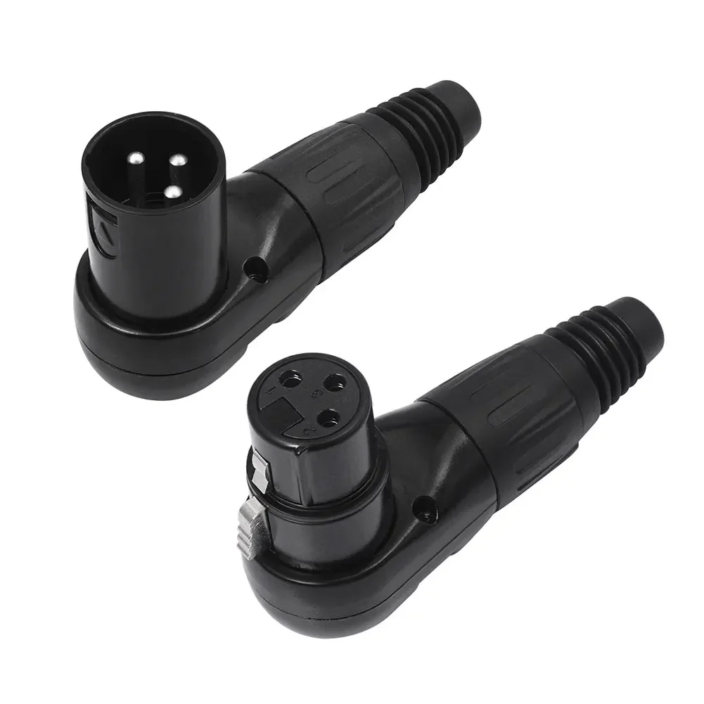 3Pin Male Female Micphone Plug Audio Cable Connector Right Angle 90 Degree Audio Wire Connector for DIY XLR Audio Cable
