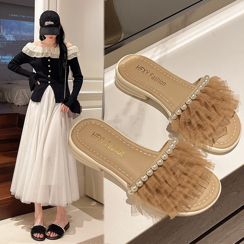 

Женские тапочки с квадратной головкой Fairy Wind, лето 2022, новая верхняя одежда на толстом каблуке, приморские пляжные сандалии для отдыха