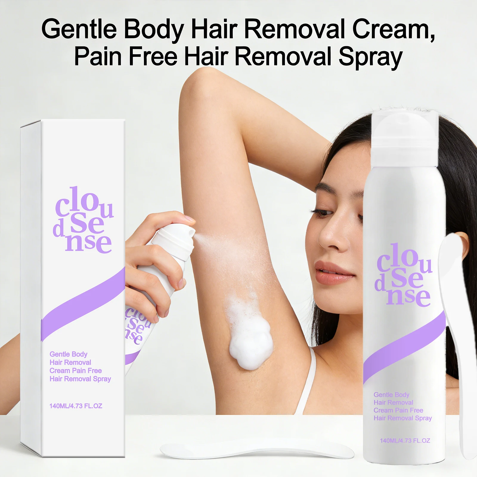 Spray Depilatorio Suave, Nutritivo, Elimina el Vello Rápidamente, Calma la Piel, Controla la Grasa, Refrescante, No Irritante, Depilador Corporal