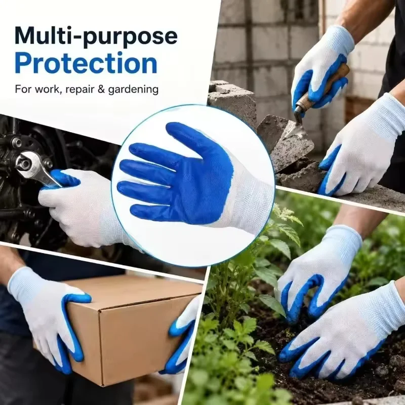 40 Stück Nitrilbeschichtete Sicherheitsarbeitshandschuhe, atmungsaktive, rutschfeste Gartenhandschuhe für Bau, Garten, Hof, Industrie, Arbeitshandschuhe – Detail 6