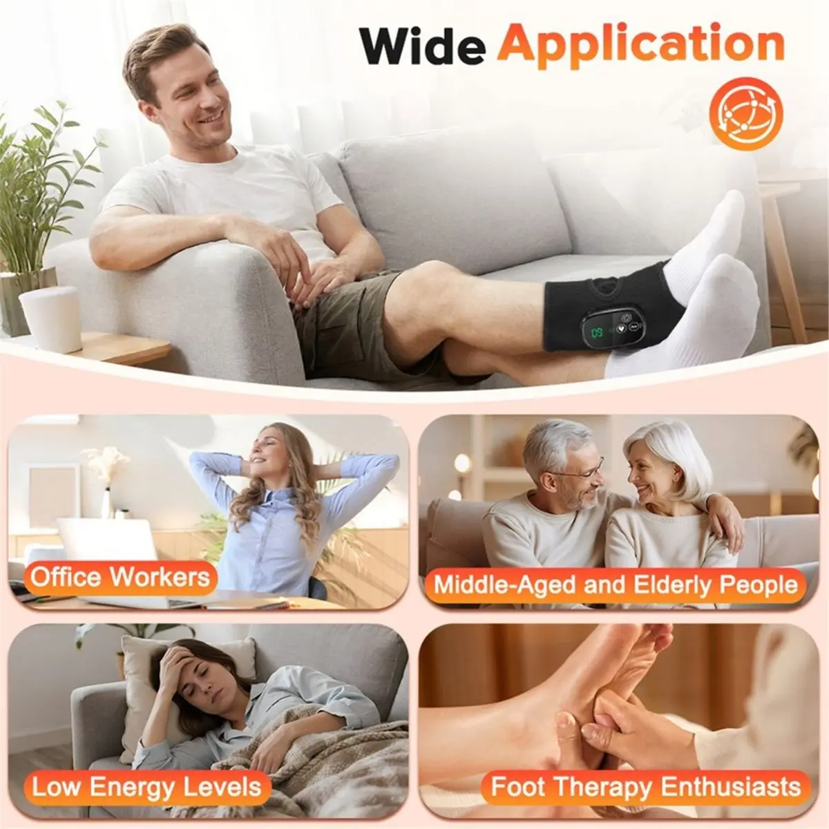 【Newest AT03】Cordless Ankle Massager for Pain Relief 3 Gears Heated Heating Vibrations Massage, Portable Rechargeable Ankle Foot