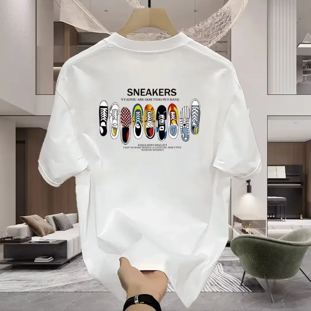 Classic Shoe Collection Design Tee 100% Cotton Mens T Shirt for Summer Casual Outings Suited for Casual Street Style