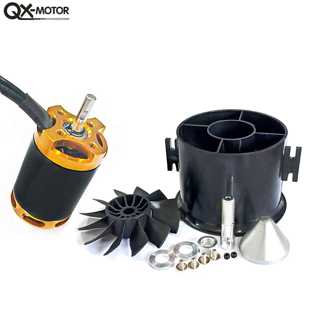 QX-MOTOR 70mm 전자 덕트 팬 12 블레이드 EDF, QF2827 2600KV 브러시리스 모터 및 RC 드론 모델 부품용 80A esc 포함