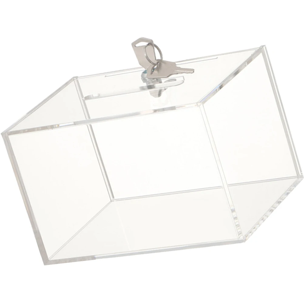 1pc Clear Donation Box Acrylic Card Display Fundraising Voting Suggestion Mailbox Storage Container Tabletop Organizer