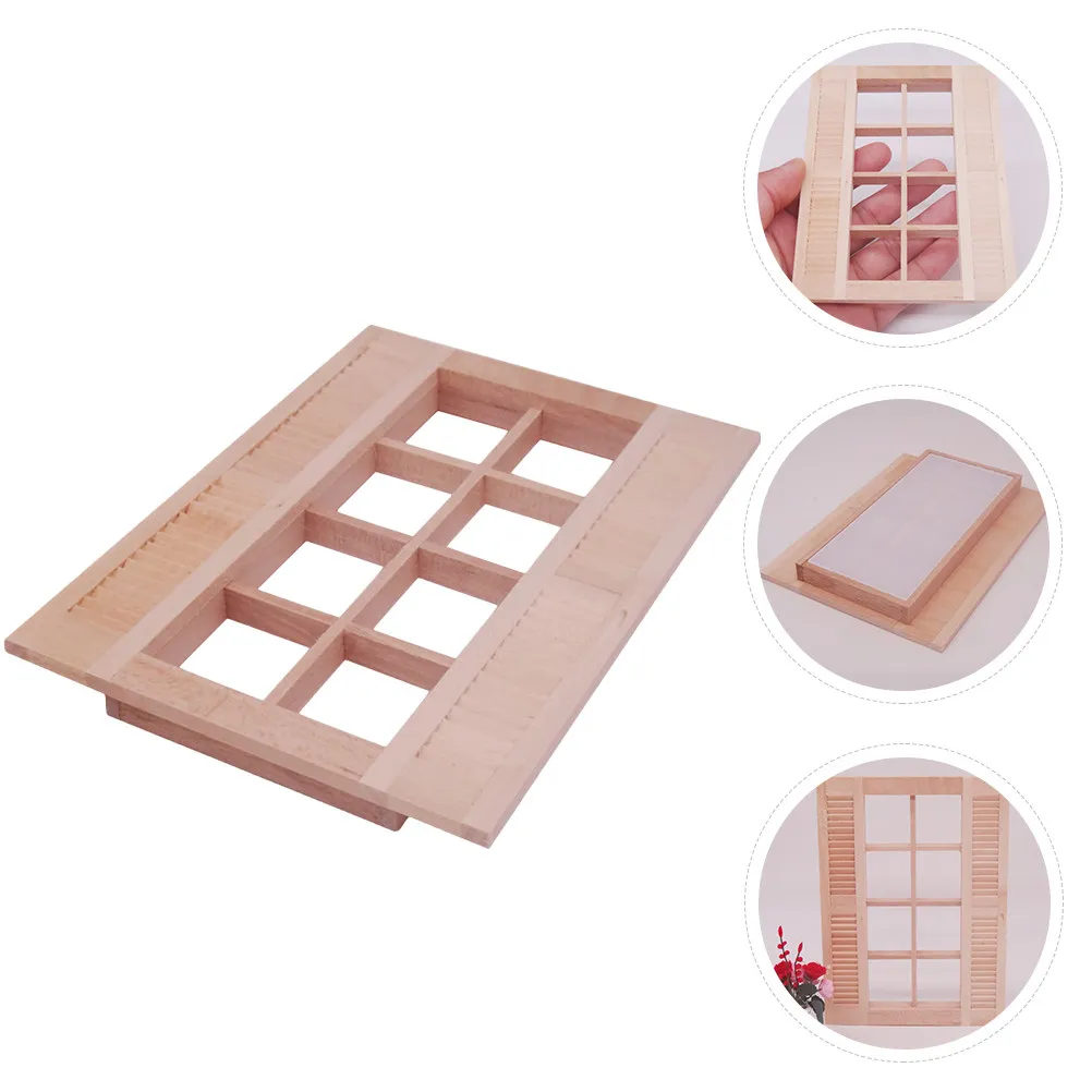 1Pcs Miniature Shutter Decor Wooden Window Craft DIY Mini House Shutter Ornament for Hand Made Models Fairy Garden Layout Props
