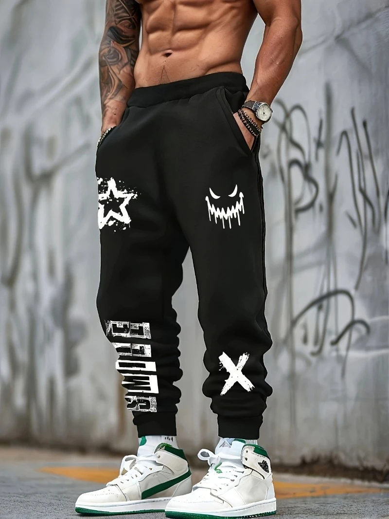 

Осень-зима 2025: мужские повседневные спортивные брюки для бега с геометрическим рисунком, эластичные брюки, элитная роскошь для мужчин и женщин, тренажерный зал