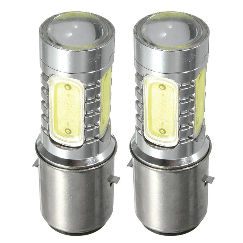 2X 12V BA20D H6 4 COB LED White Bulb Light For Motorcycle Bike Moped ATV Headlight