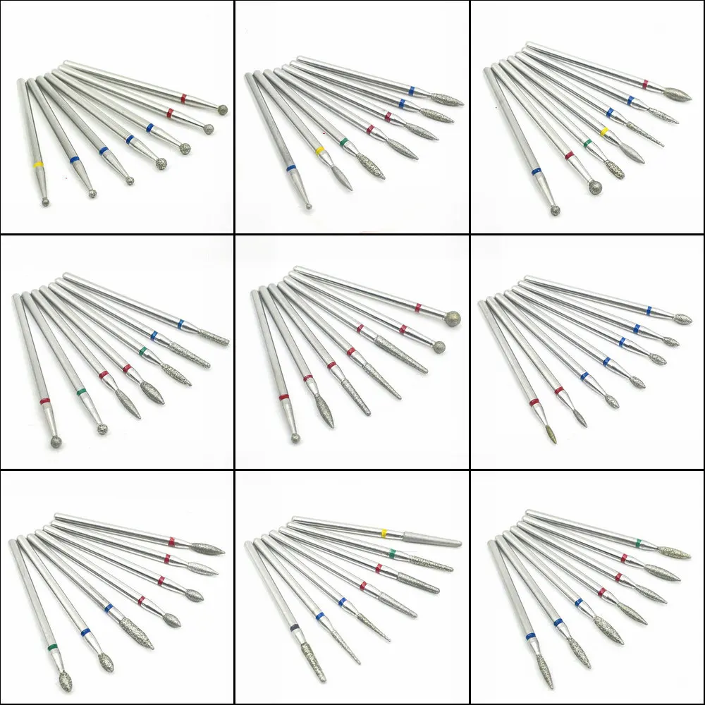 7pcs Diamond Grinding Bur Drill Bits Sets Dental Grinding Dental Diamond Polishing Burs 2.35mm Shankk