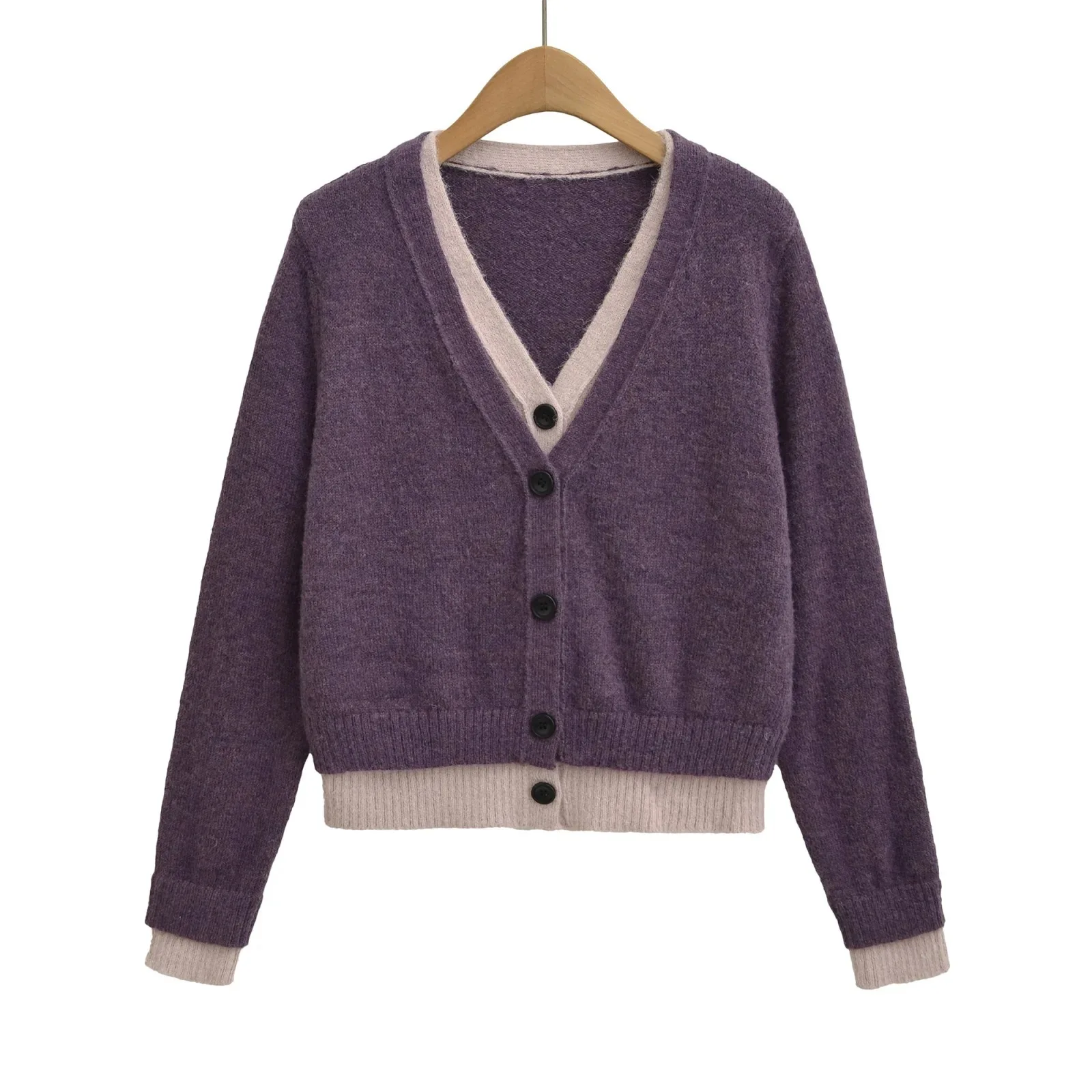 Cárdigan de punto adelgazante con cuello en V y un solo botón para mujer, moda de primavera y otoño, ropa de nuevo estilo