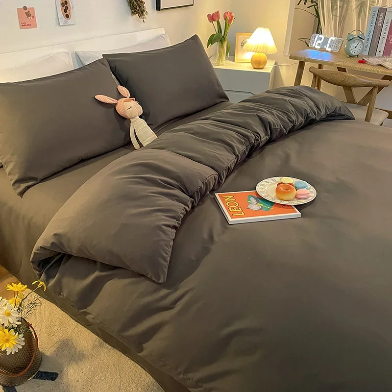 

Solid Color Duvet Cover Double/Queen Size Anti-Mite Durable Comforter Cover Simple Durable 이불커버세트 200x230cm 이불커버 (No Pillowcase)