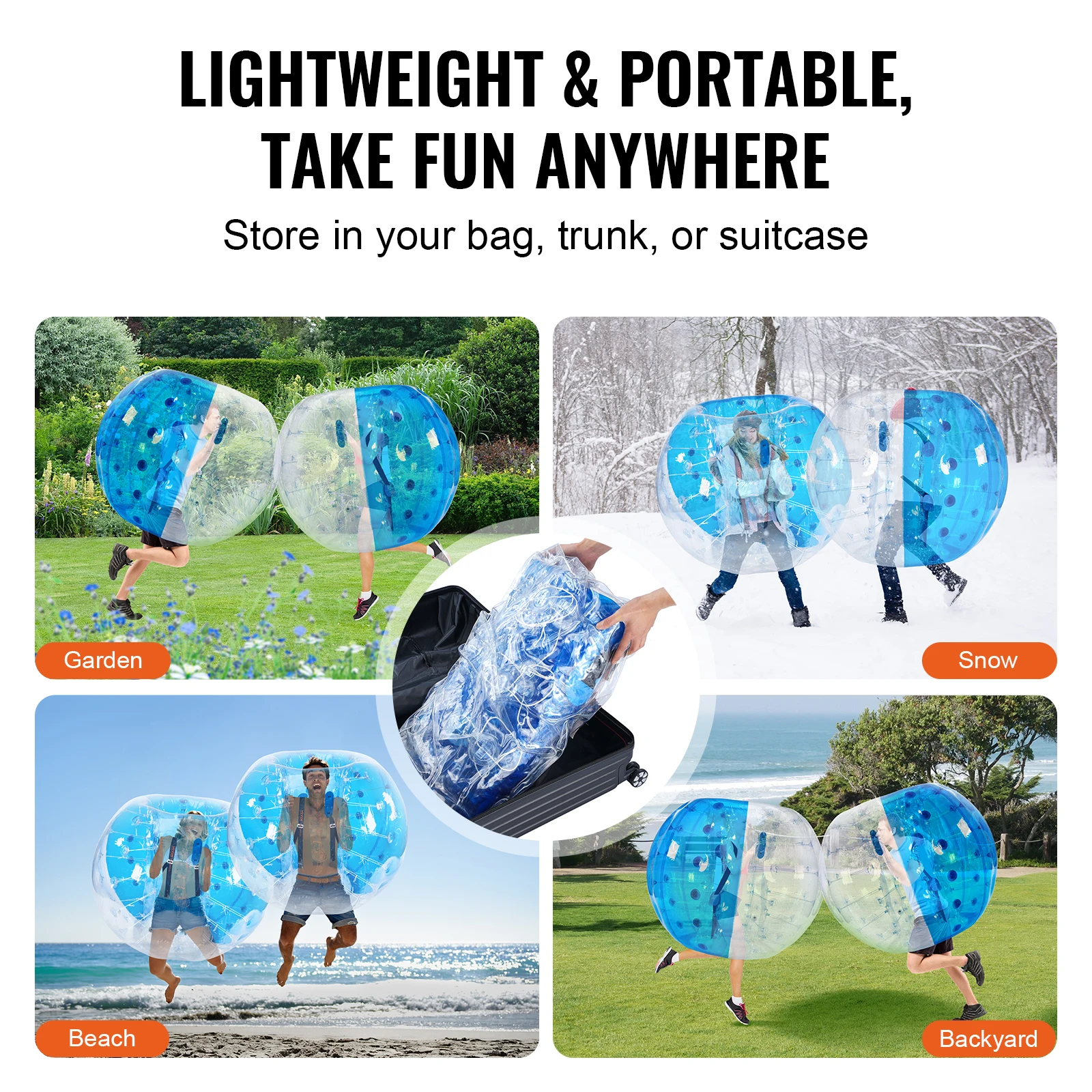 VEVOR Bola de Parachoques Inflable Bola de Zorb de Sumo de Cuerpo de 1,5m para Adolescentes y Adultos Bolas de Burbujas de hámster Humano de PVC de 0,8 mm de Grosor para Juegos de Equipo al Aire Libre