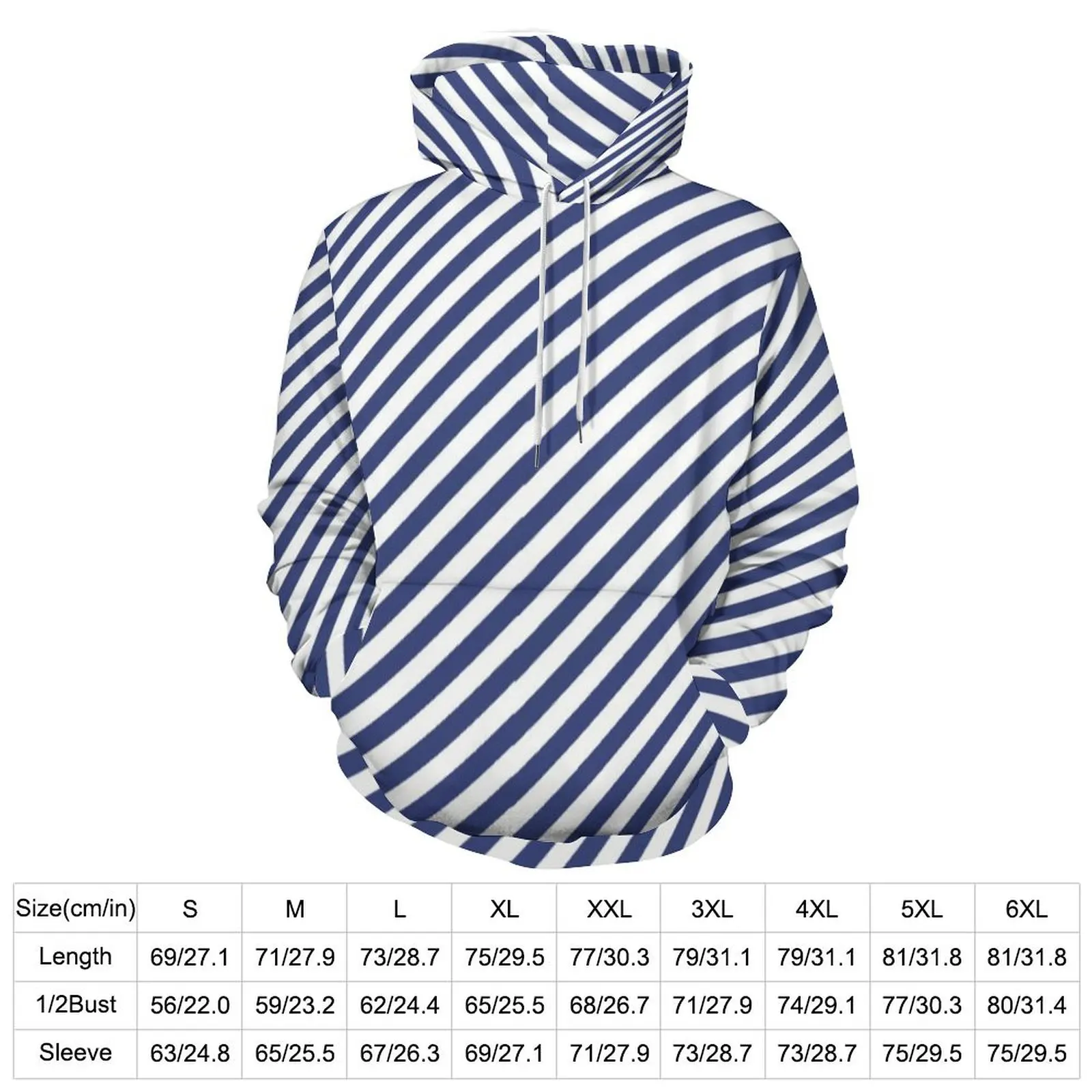 Vintage Nautical Hoodies Blue Cross Stripes Hip Hop Oversize Hoodie Unisex Long Sleeve Y2k Graphic Casual Sweatshirts