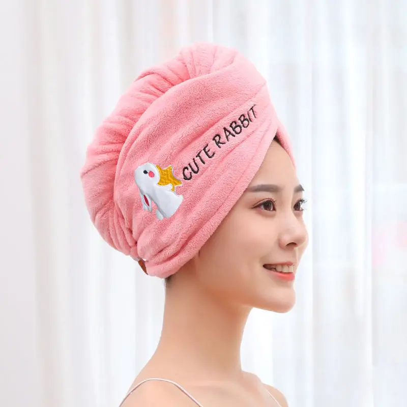 Microfiber Towel Girls Bathroom Rapid Drying Absorbent Hair  Magic Shower Cap Thickening Turban Head Wrap