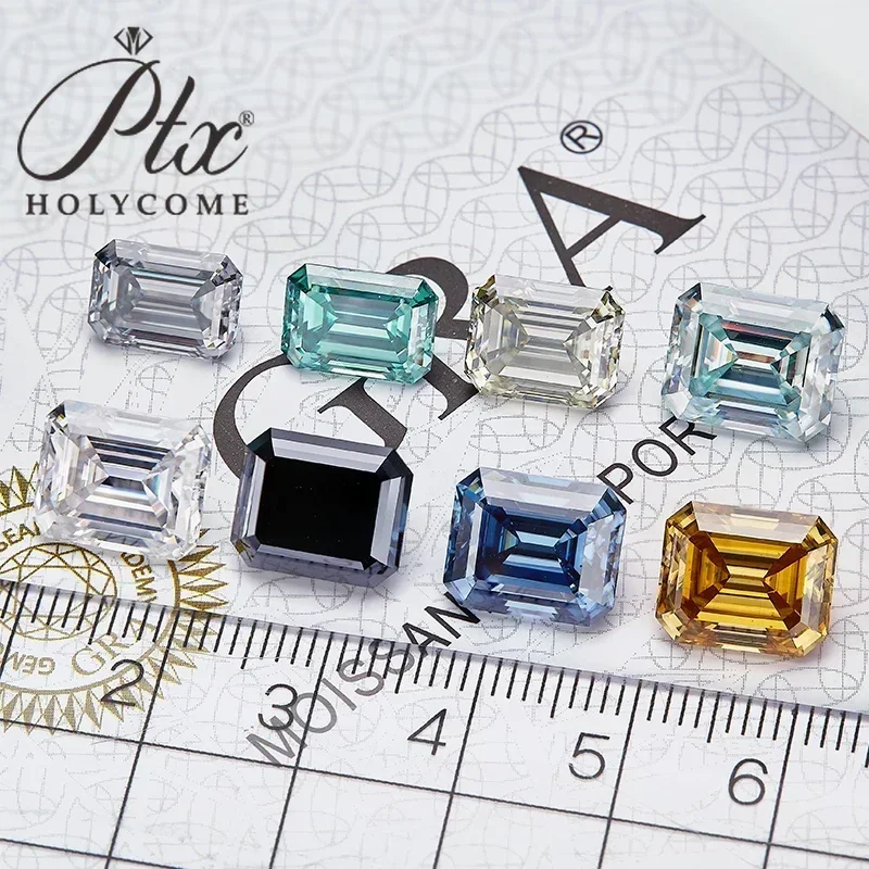 New Emerald Cut Loose Moissanite Stone VVS1 Gemstone Materials Jewelry Supplier D Aqua Blue Green Champagne Vivid Blue With GRA