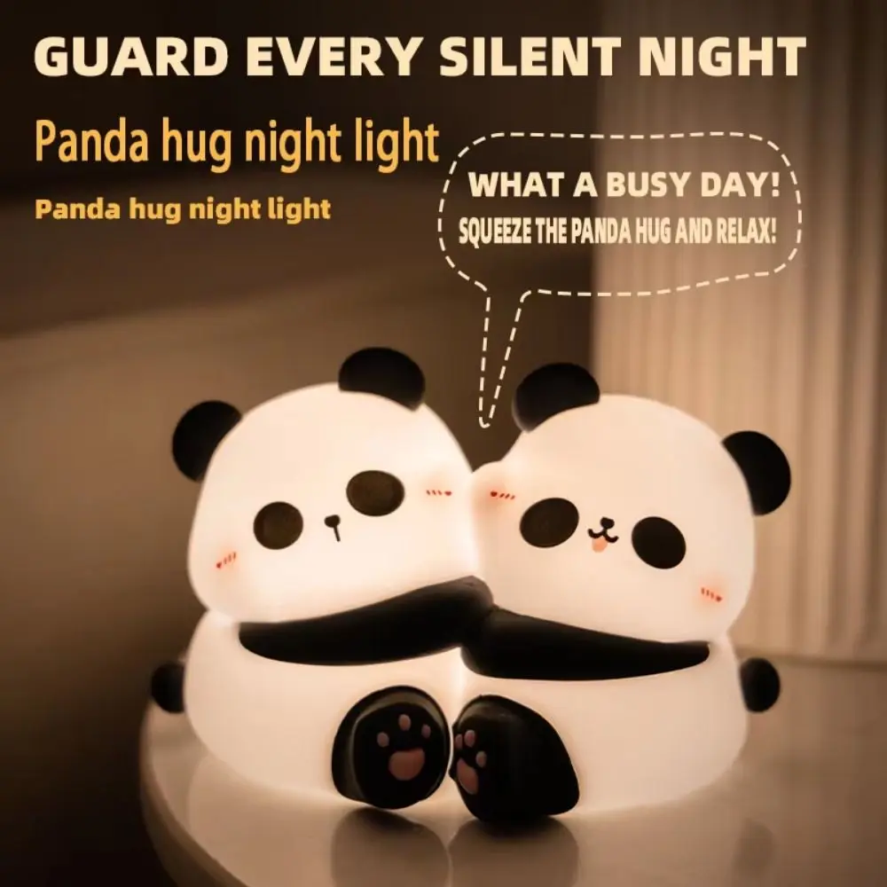 

Перезаряжаемый ночник Hug Panda, 3-уровневый светильник с регулируемой яркостью для защиты глаз, атмосферный светильник для сна, мультяшный мягкий светильник, прикроватный декоративный светильник