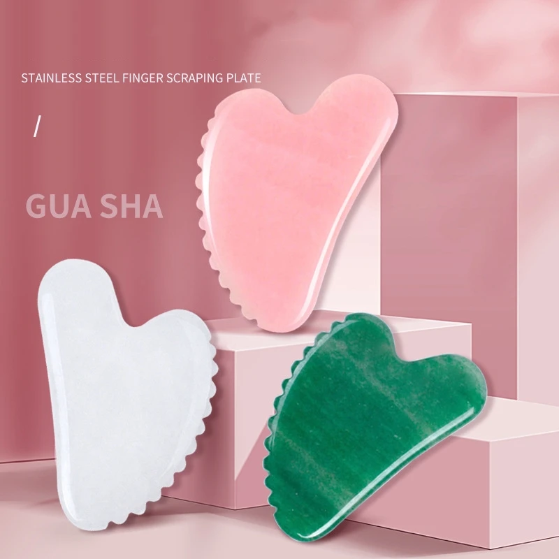 

100% Natural Jade Stone Gouache Scraper Sawtooth Gua Sha Massage Tools For Body Meridian Scraping Face Lifting Slimming Skin